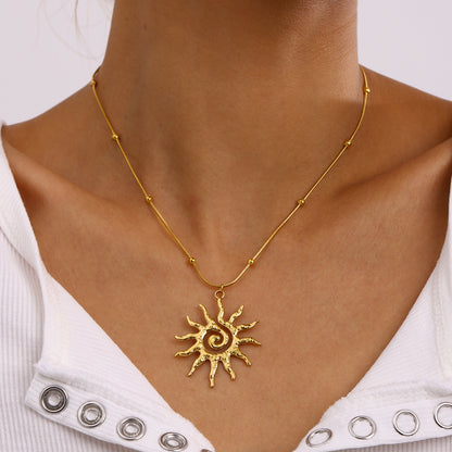 Collier pendentif soleil en acier inoxydable, chaîne de clavicule G1