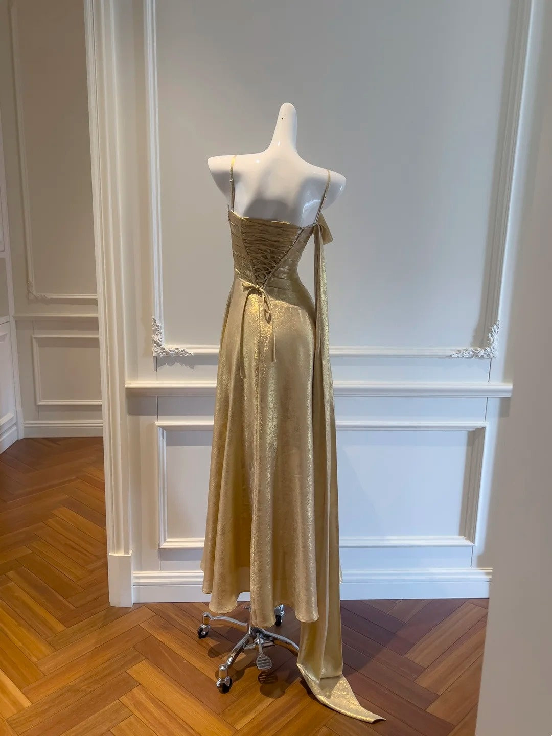 Gold Formal Prom Dress A Line Evening Gown  J10280