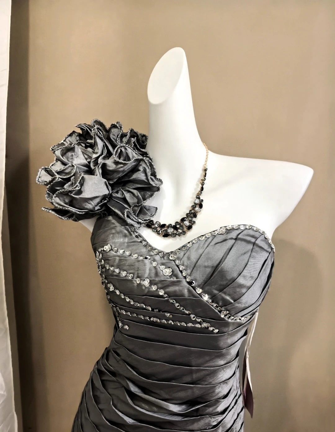 Gray Sheath Homecoming Dress Pleaded Short Birthday Dress J10183