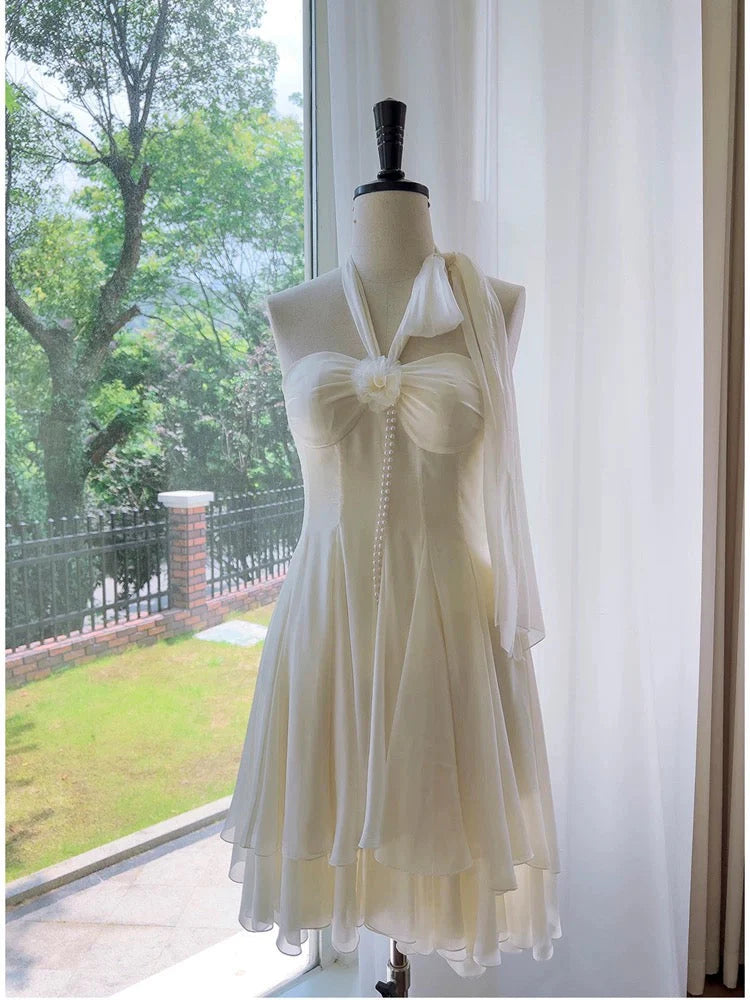 Trägerloses silbernes Vintage-Abendkleid, A-Linie, Geburtstagskleid J9370