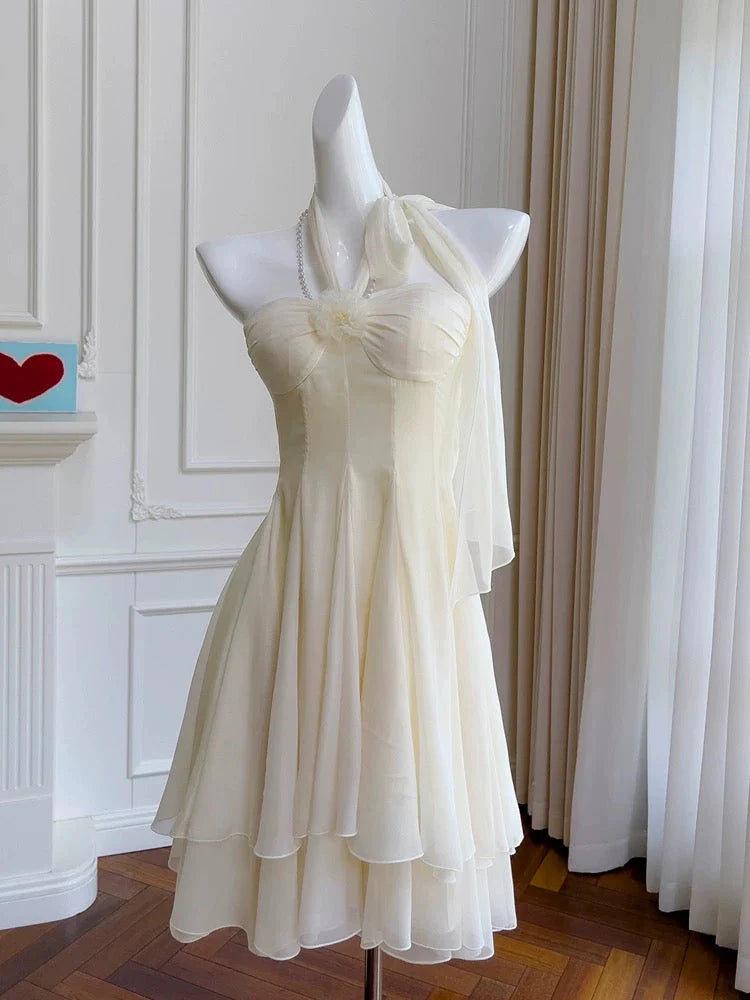 Trägerloses silbernes Vintage-Abendkleid, A-Linie, Geburtstagskleid J9370