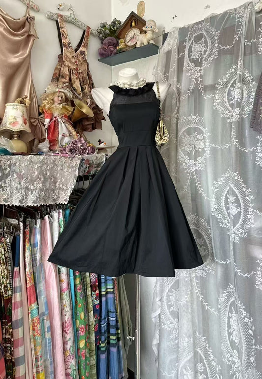 Halter A Line Black Homecoming Dress Short Party Dress  J11002
