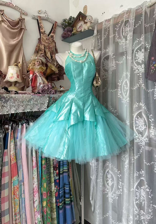 Halter A Line Blue Short Homecoming Dress Short Party Dress J10855
