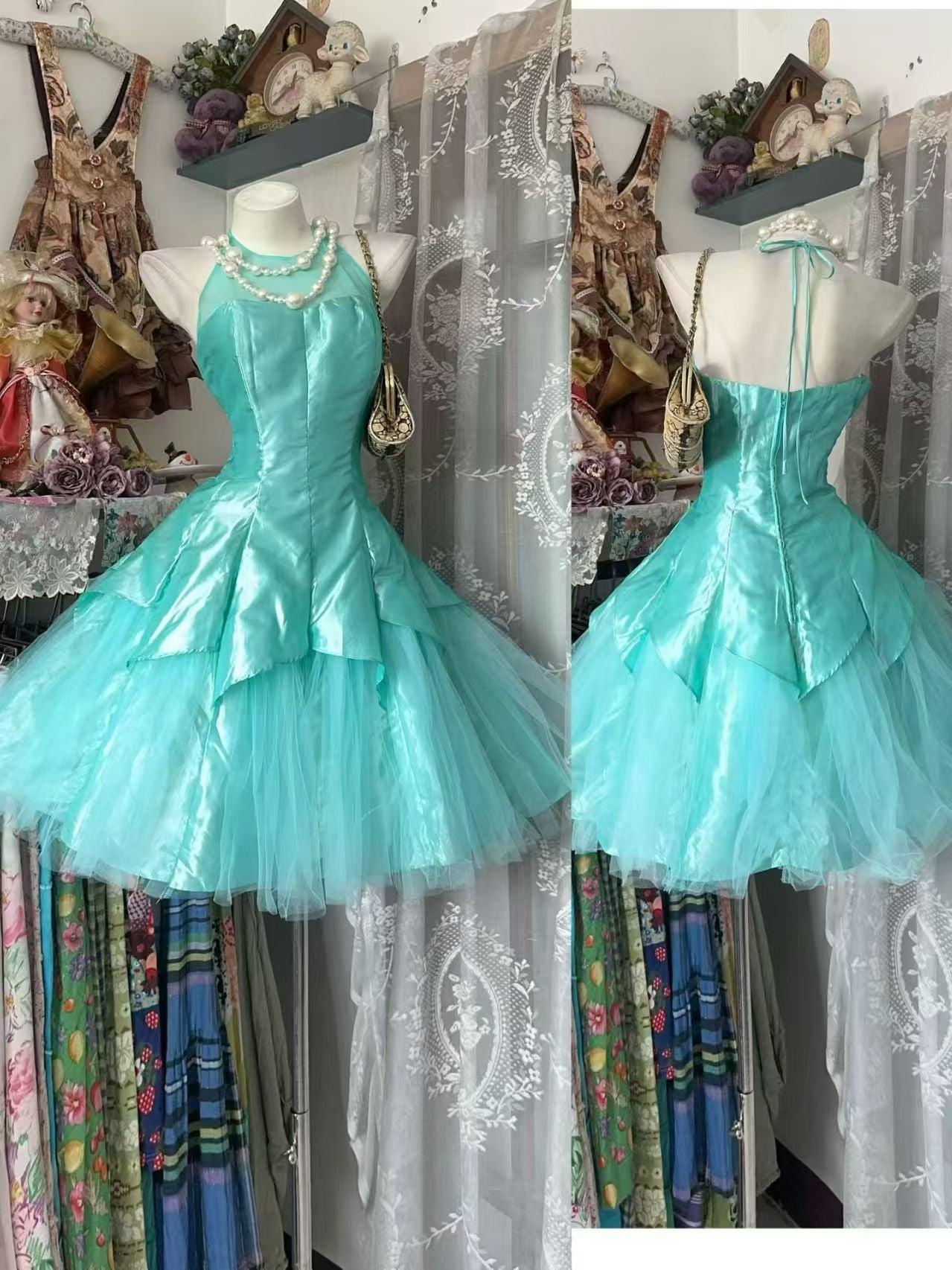 Robe de bal bustier violette en satin avec appliques, robe de soirée formelle J9413