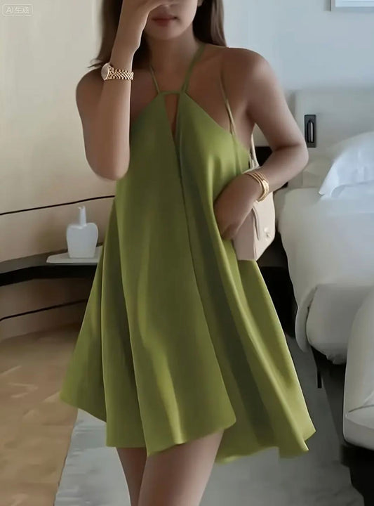 Halter A Line Green Homecoming Dress Short Party Dress  J11042
