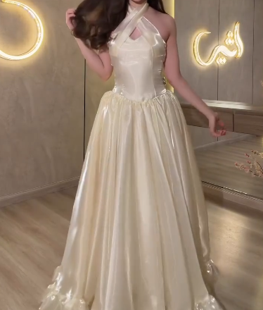 Trägerloses silbernes Vintage-Abendkleid, A-Linie, Geburtstagskleid J9370