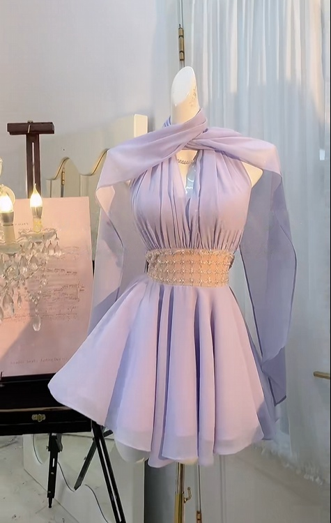 Trägerloses silbernes Vintage-Abendkleid, A-Linie, Geburtstagskleid J9370