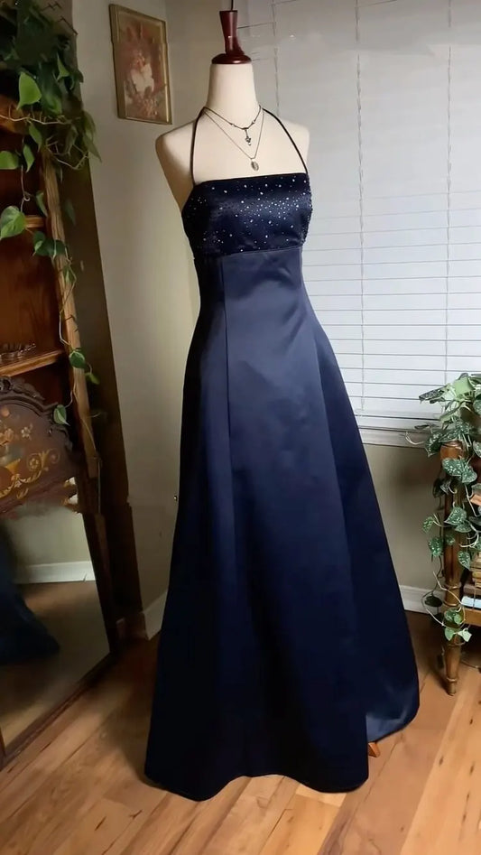 Trägerloses silbernes Vintage-Abendkleid, A-Linie, Geburtstagskleid J9370