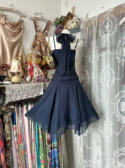Halter A Line Navy Homecoming Dress Short Birthday Dress  J10084