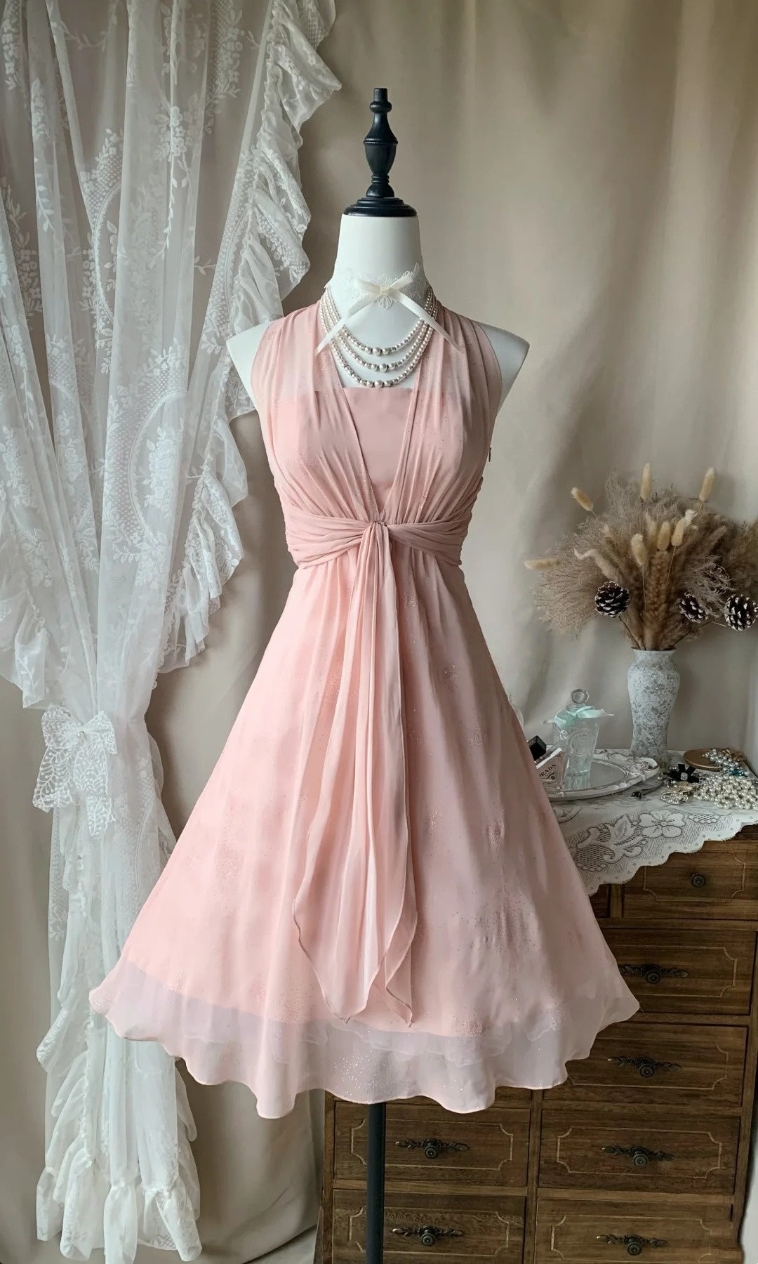Trägerloses silbernes Vintage-Abendkleid, A-Linie, Geburtstagskleid J9370