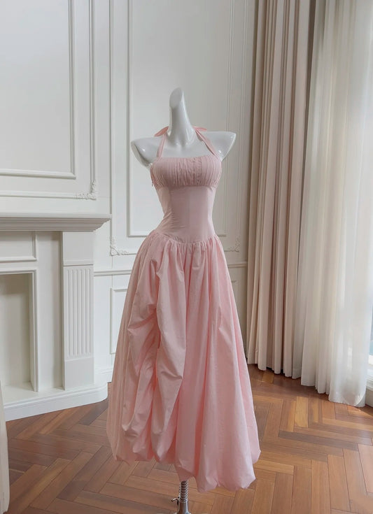 Halter A Line Pink Prom Dress Sweet Birthday Dress  J10269