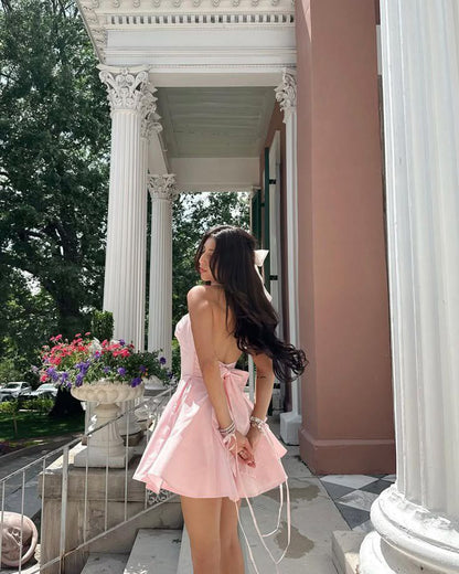 Trägerloses silbernes Vintage-Abendkleid, A-Linie, Geburtstagskleid J9370
