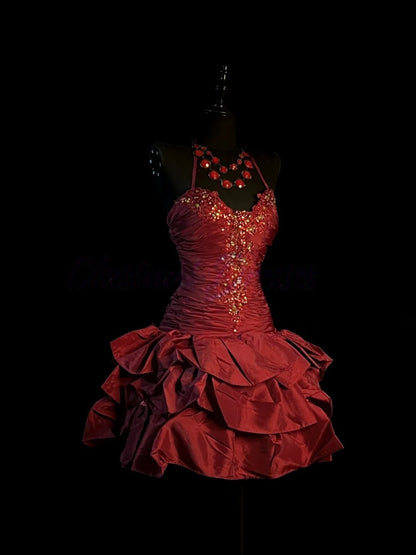 Robe de bal bustier violette en satin avec appliques, robe de soirée formelle J9413