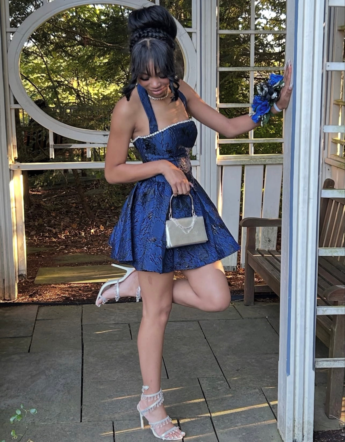 Robe de bal bustier violette en satin avec appliques, robe de soirée formelle J9413