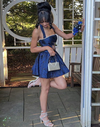 Robe de bal bustier violette en satin avec appliques, robe de soirée formelle J9413