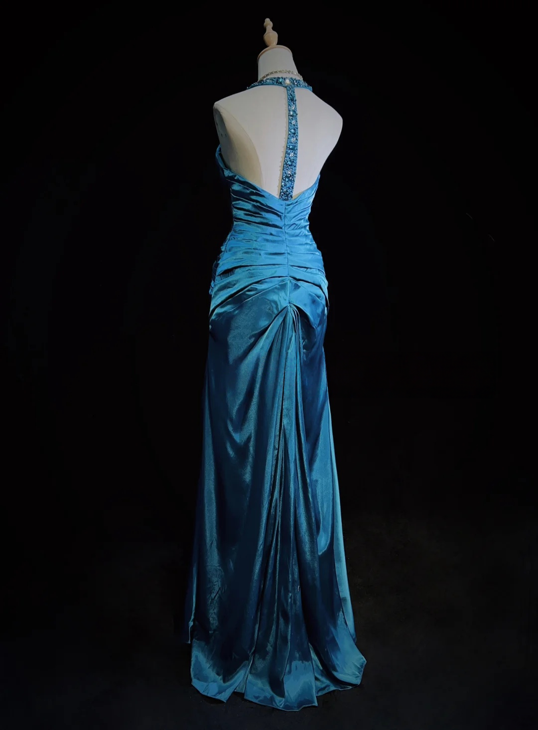 Robe de bal bustier violette en satin avec appliques, robe de soirée formelle J9413