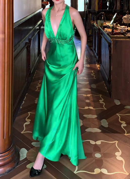 Trägerloses silbernes Vintage-Abendkleid, A-Linie, Geburtstagskleid J9370