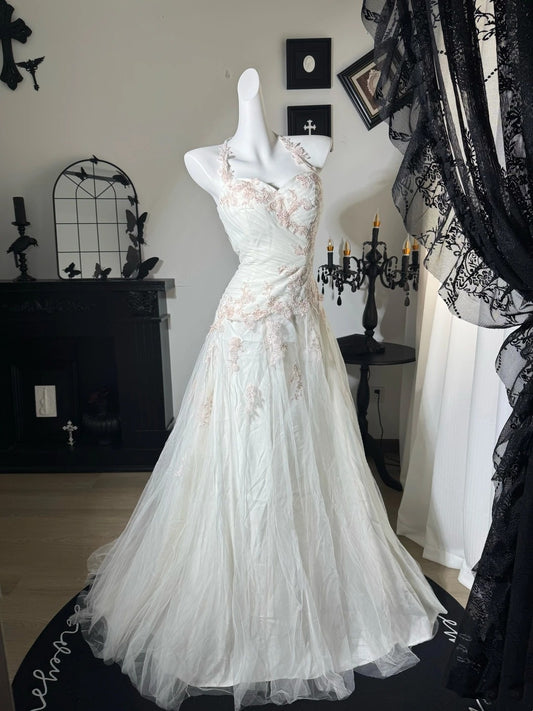 Halter Ivory Applique Formal Prom Dress Birthday Dress  J10640