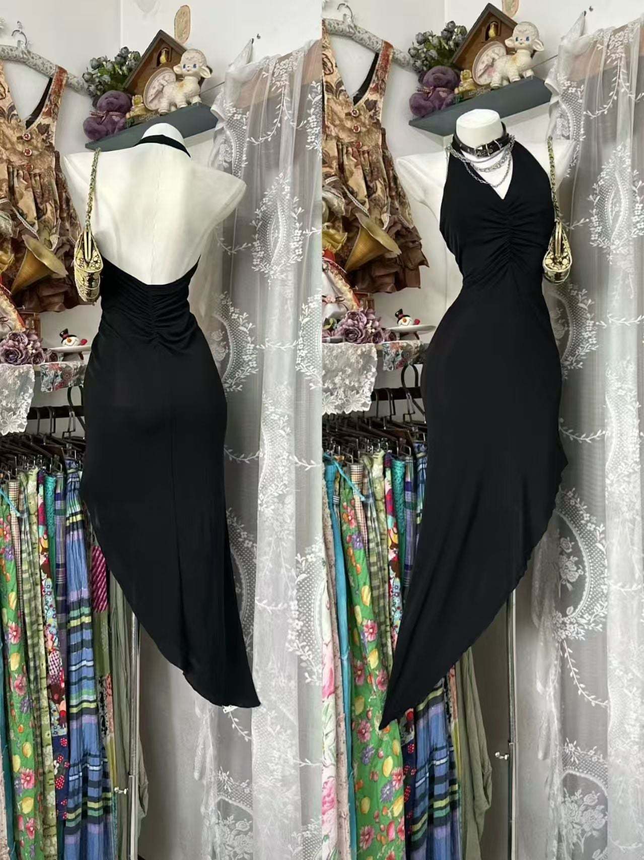 Trägerloses silbernes Vintage-Abendkleid, A-Linie, Geburtstagskleid J9370