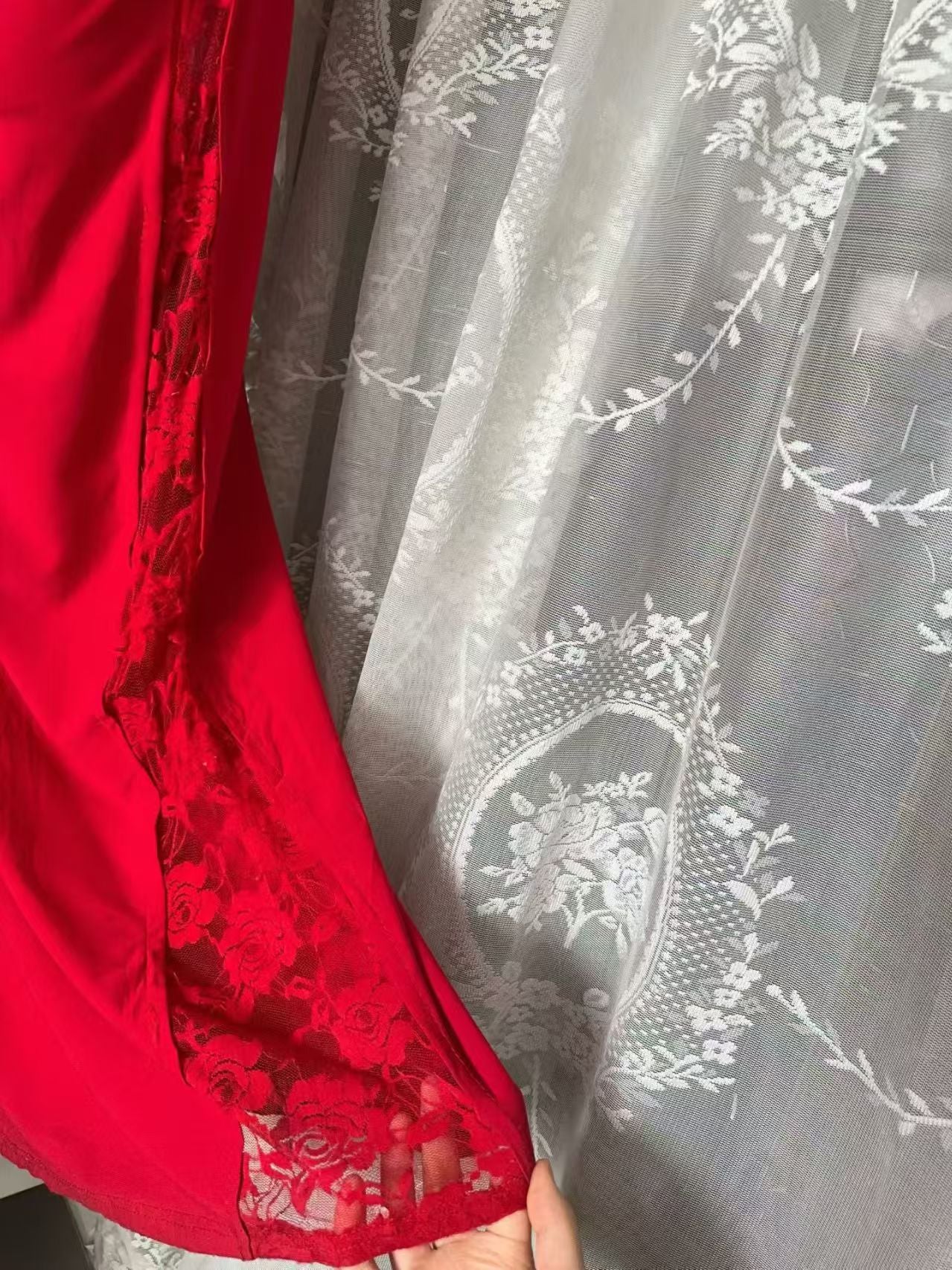 Halter Mermaid Red Prom Dress Lace Birthday Dress J10863