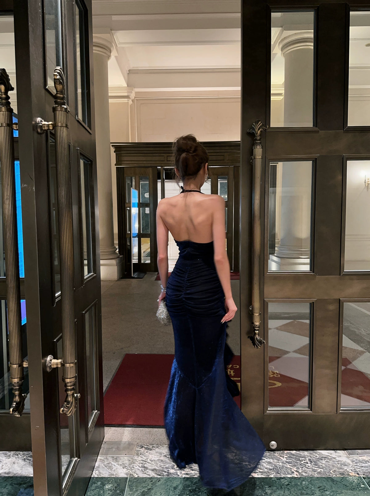 Robe de bal bustier violette en satin avec appliques, robe de soirée formelle J9413