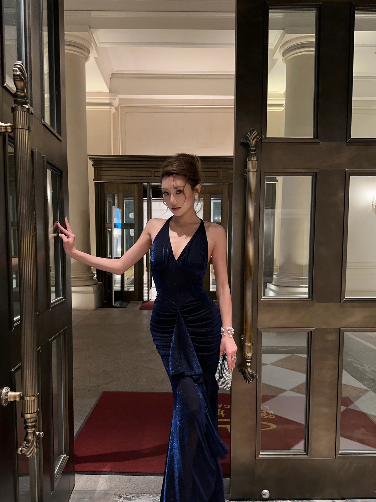 Robe de bal bustier violette en satin avec appliques, robe de soirée formelle J9413