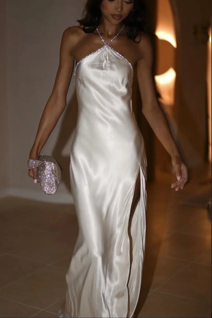 Robe de bal bustier violette en satin avec appliques, robe de soirée formelle J9413