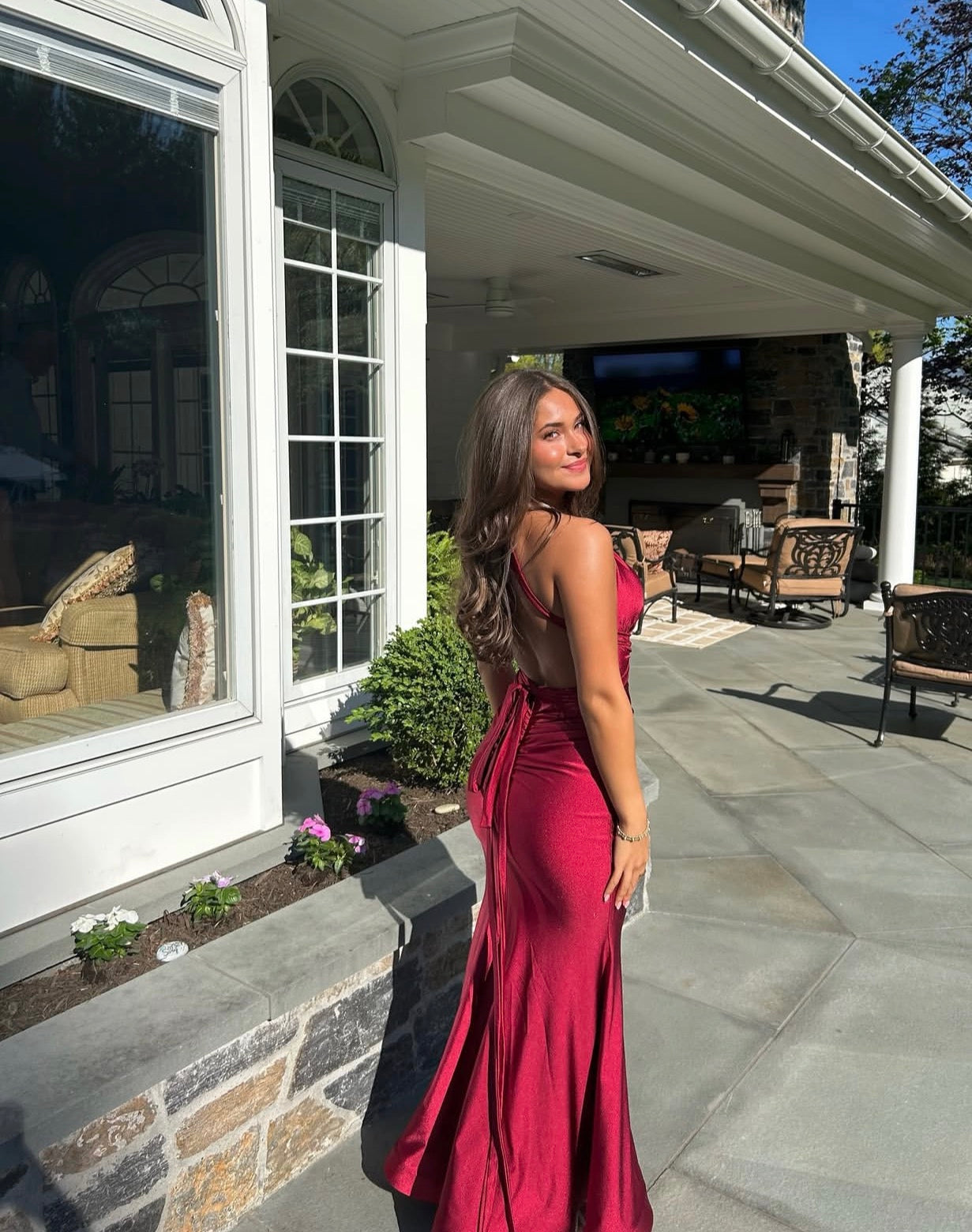 Halter Open Back Mermaid Prom Dress Sexy Satin Evening Dress  J10445