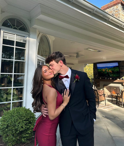 Halter Open Back Mermaid Prom Dress Sexy Satin Evening Dress  J10445