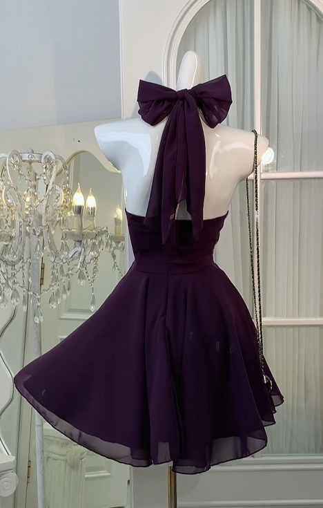 Robe de bal bustier violette en satin avec appliques, robe de soirée formelle J9413