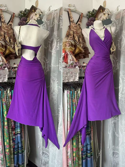Trägerloses silbernes Vintage-Abendkleid, A-Linie, Geburtstagskleid J9370