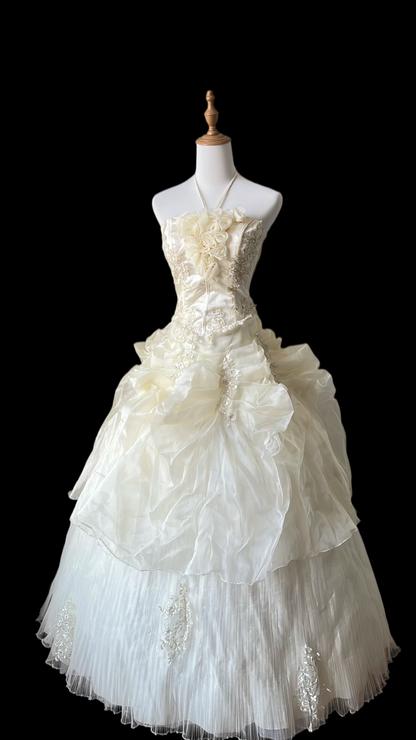 Robe de bal bustier violette en satin avec appliques, robe de soirée formelle J9413