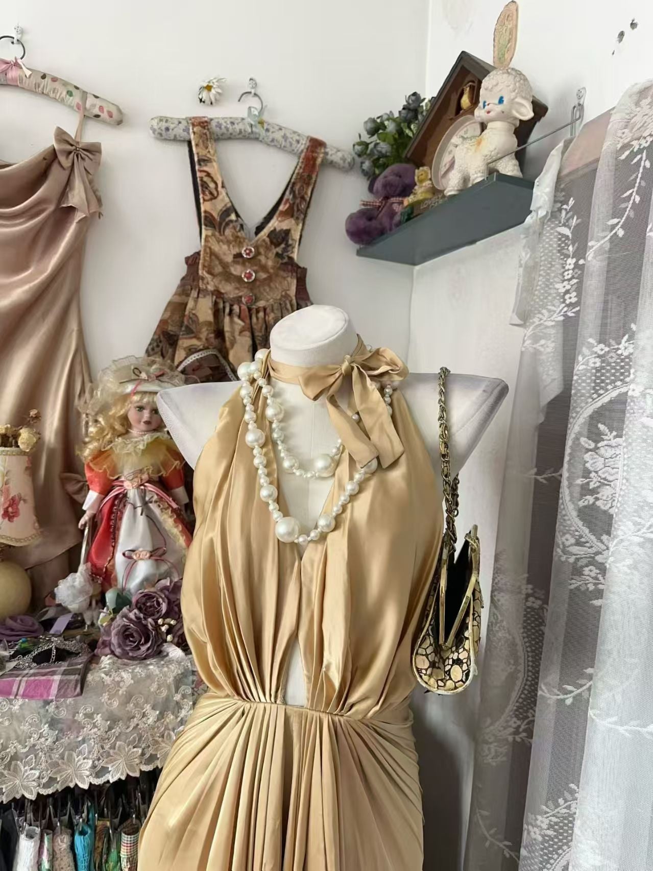 Trägerloses silbernes Vintage-Abendkleid, A-Linie, Geburtstagskleid J9370