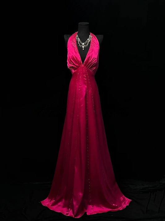 Trägerloses silbernes Vintage-Abendkleid, A-Linie, Geburtstagskleid J9370
