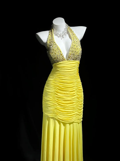 Trägerloses silbernes Vintage-Abendkleid, A-Linie, Geburtstagskleid J9370