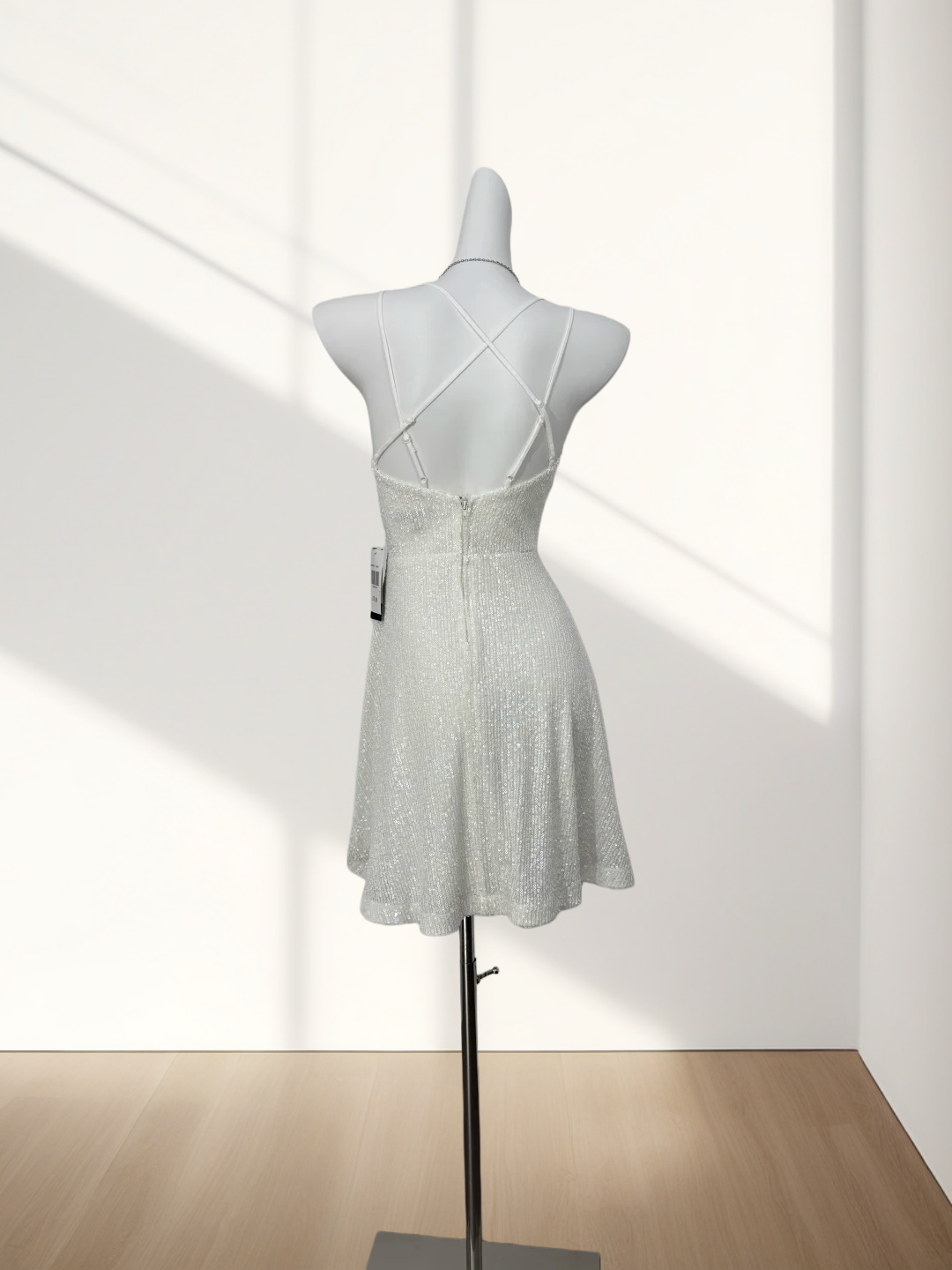 Trägerloses silbernes Vintage-Abendkleid, A-Linie, Geburtstagskleid J9370