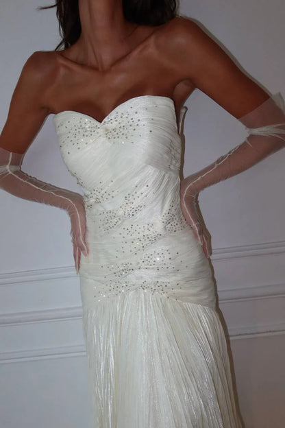 Robe de bal bustier violette en satin avec appliques, robe de soirée formelle J9413