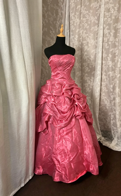Strapless Burgundy Vintage Prom Dress Retro Birthday Dress  J10004