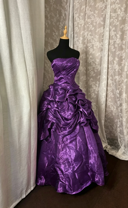 Strapless Burgundy Vintage Prom Dress Retro Birthday Dress  J10004