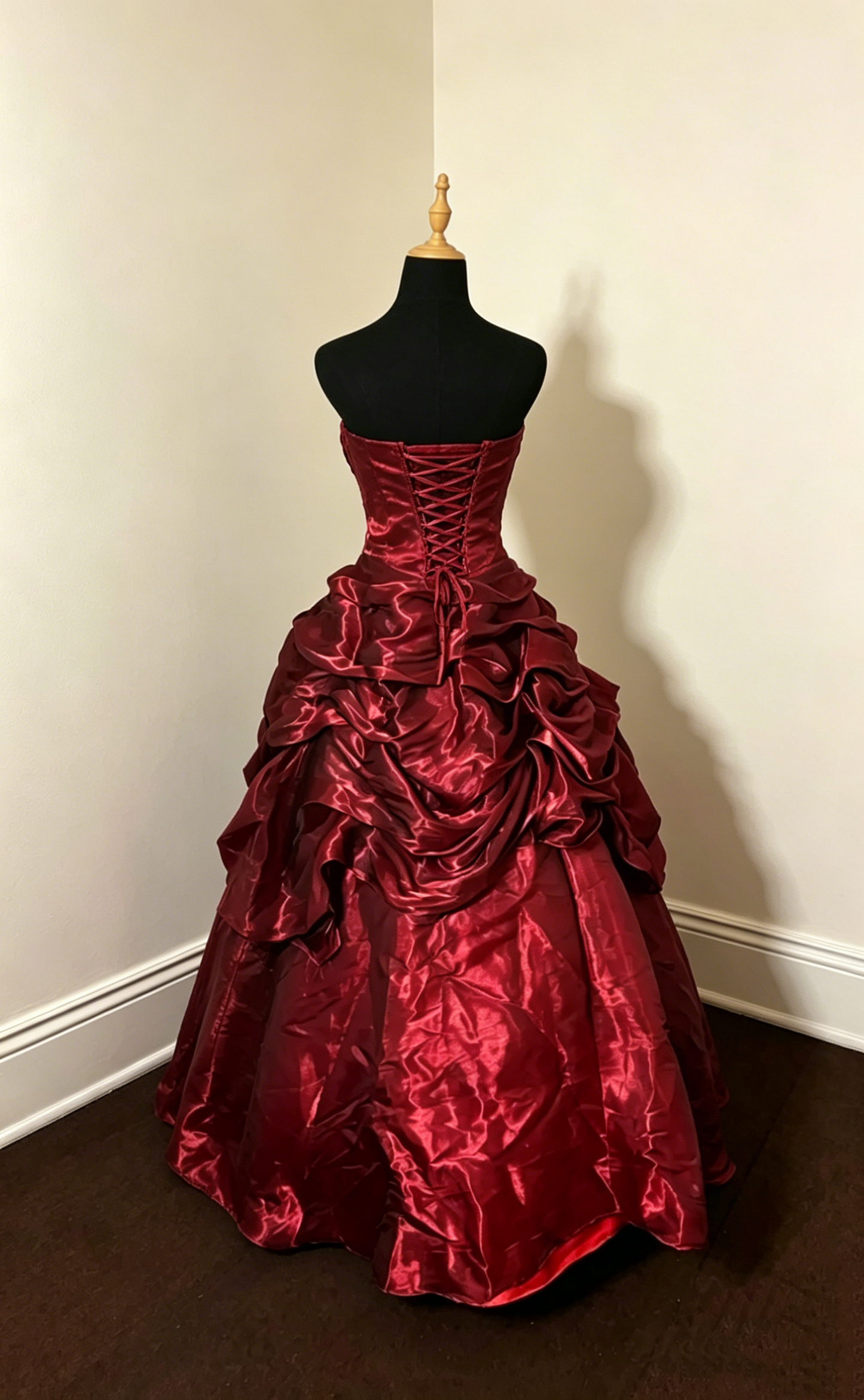 Strapless Burgundy Vintage Prom Dress Retro Birthday Dress  J10004