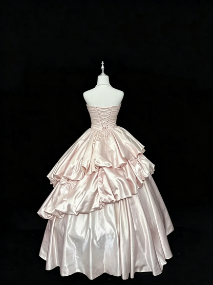 Trägerloses silbernes Vintage-Abendkleid, A-Linie, Geburtstagskleid J9370