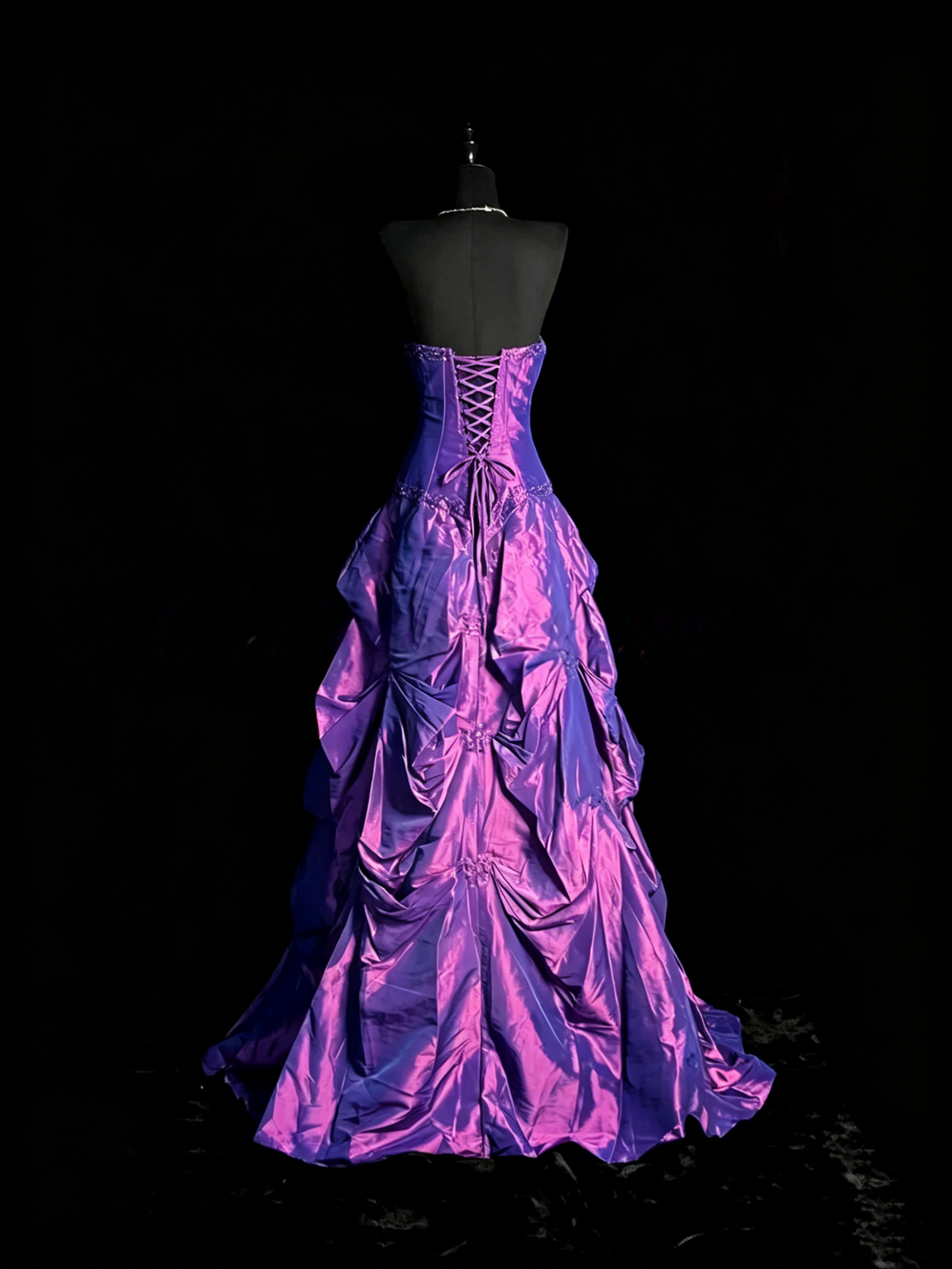 Trägerloses silbernes Vintage-Abendkleid, A-Linie, Geburtstagskleid J9370