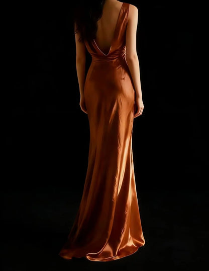 Pink Mermaid Satin Wedding Dress Bridesmaid Dresses  J10584