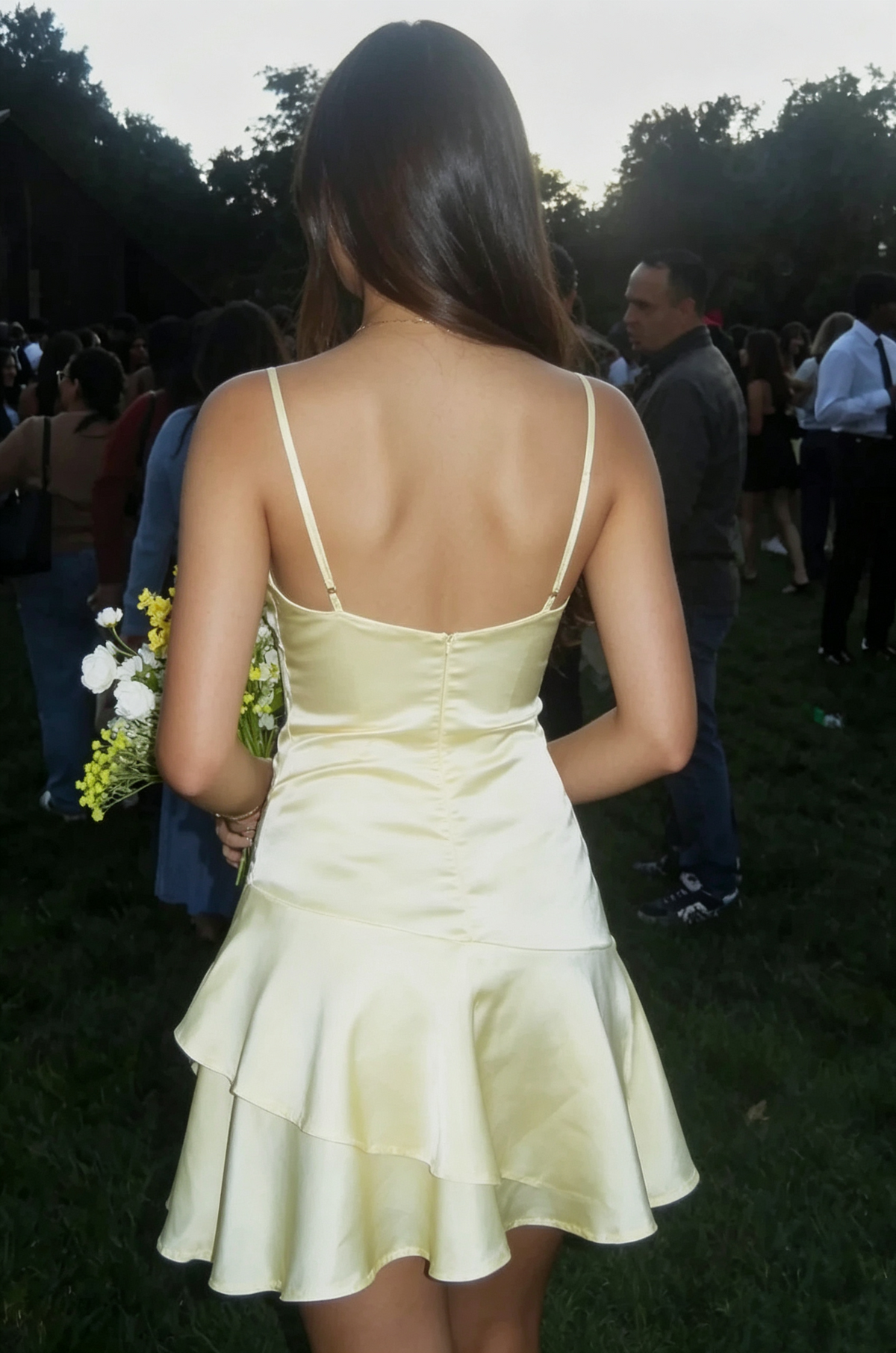 Robe de bal bustier violette en satin avec appliques, robe de soirée formelle J9413