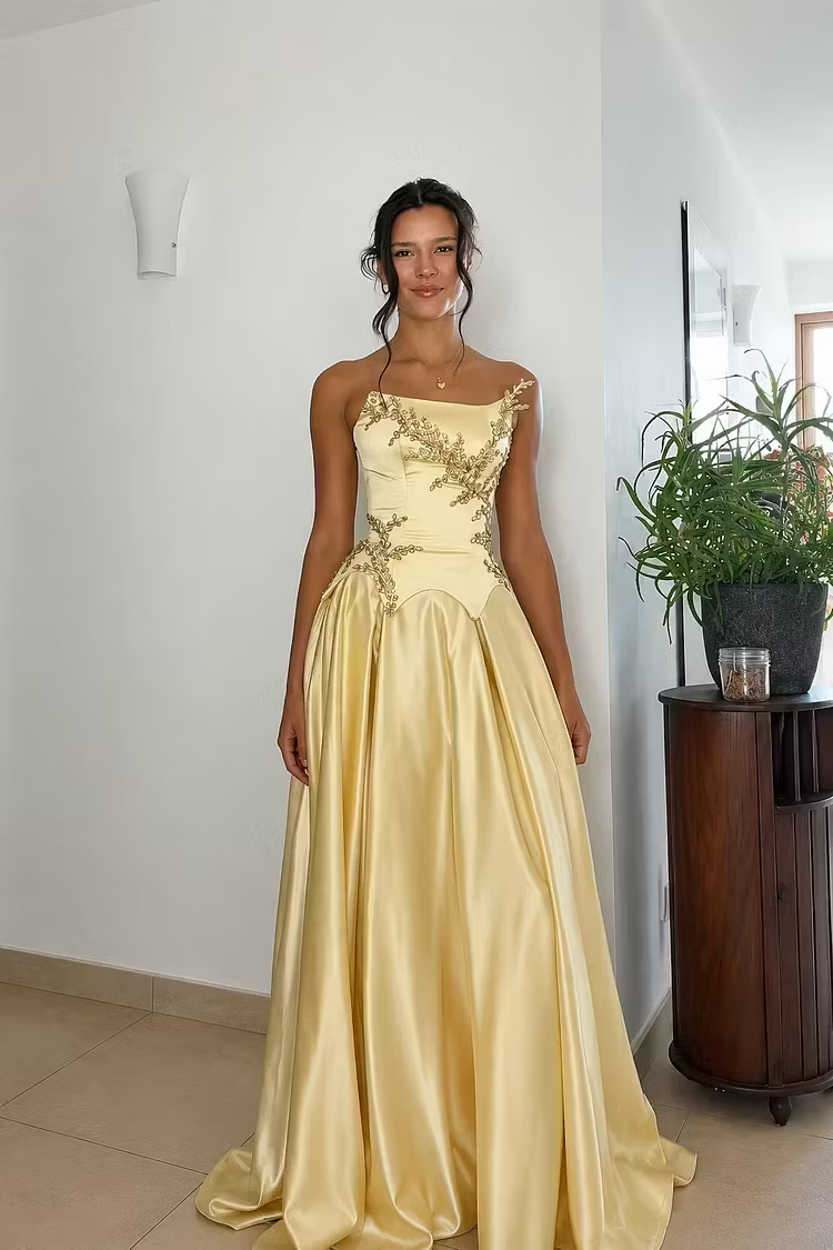 Trägerloses silbernes Vintage-Abendkleid, A-Linie, Geburtstagskleid J9370