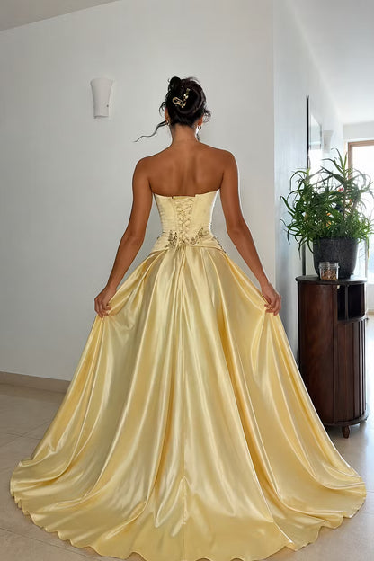 Trägerloses silbernes Vintage-Abendkleid, A-Linie, Geburtstagskleid J9370