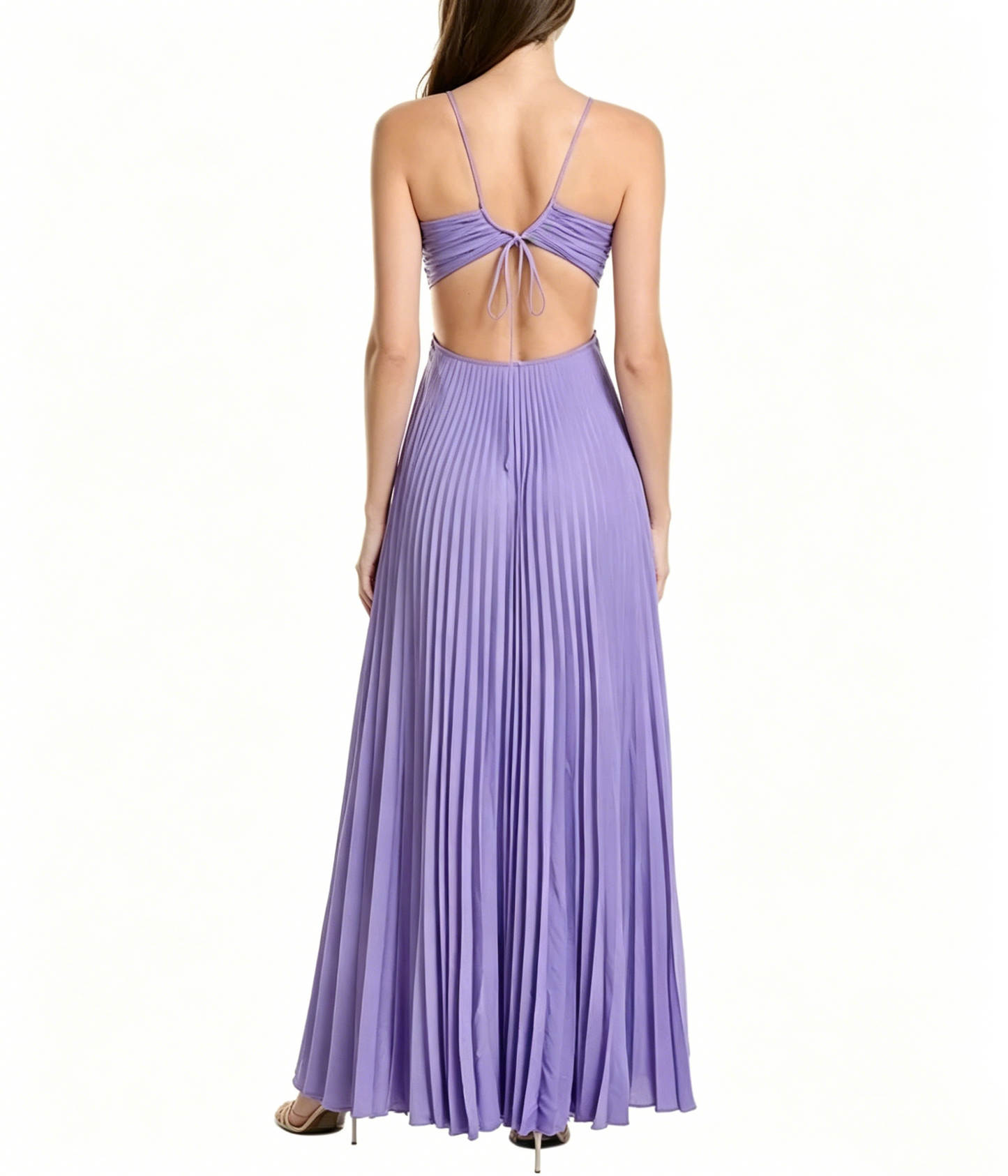 Lila A-Linie Plissee Langes Ballkleid J2615