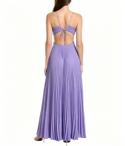 Lila A-Linie Plissee Langes Ballkleid J2615