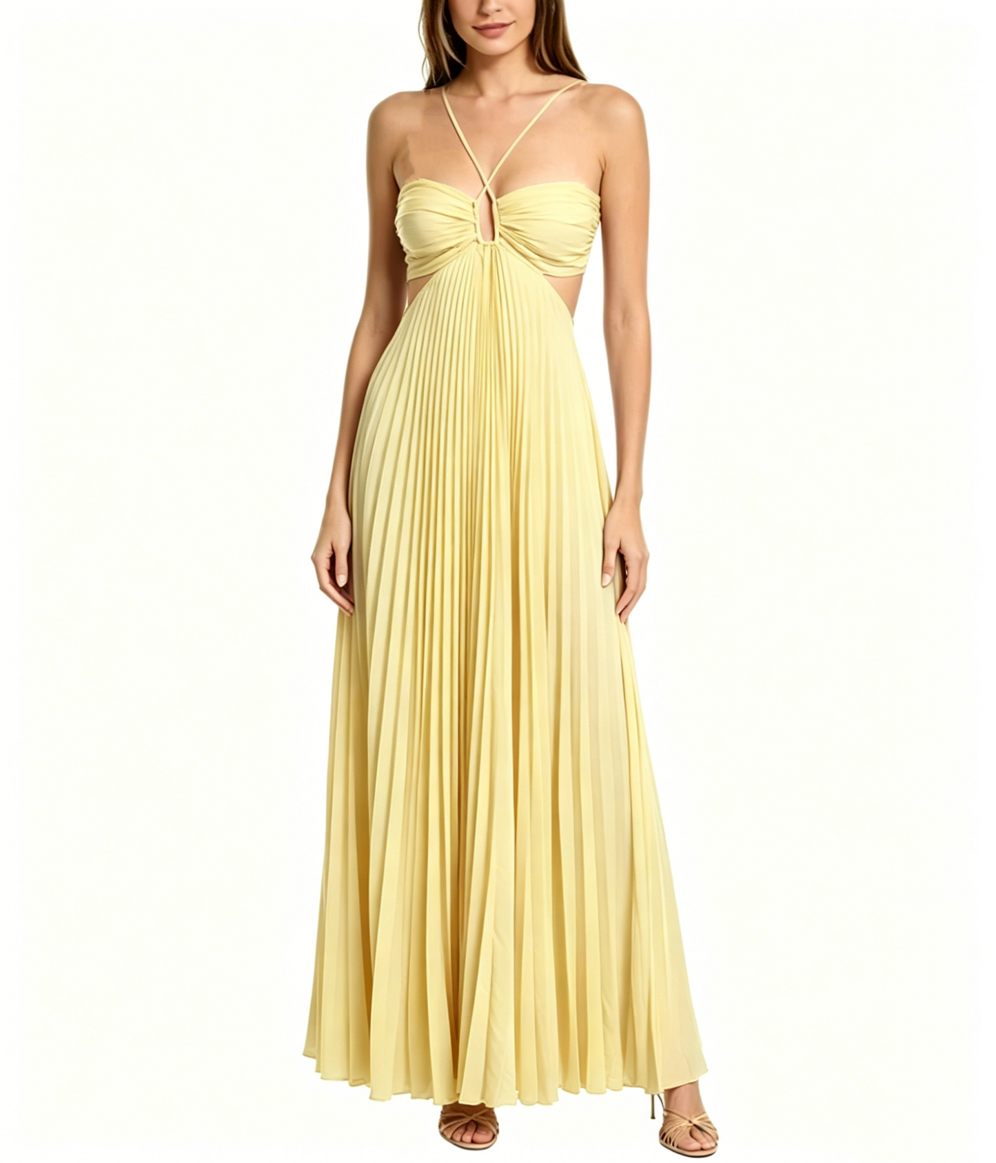Lila A-Linie Plissee Langes Ballkleid J2615
