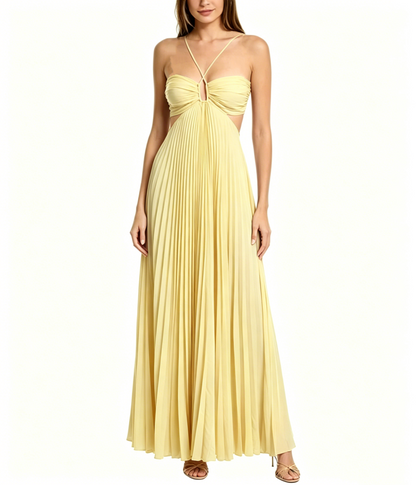 Lila A-Linie Plissee Langes Ballkleid J2615